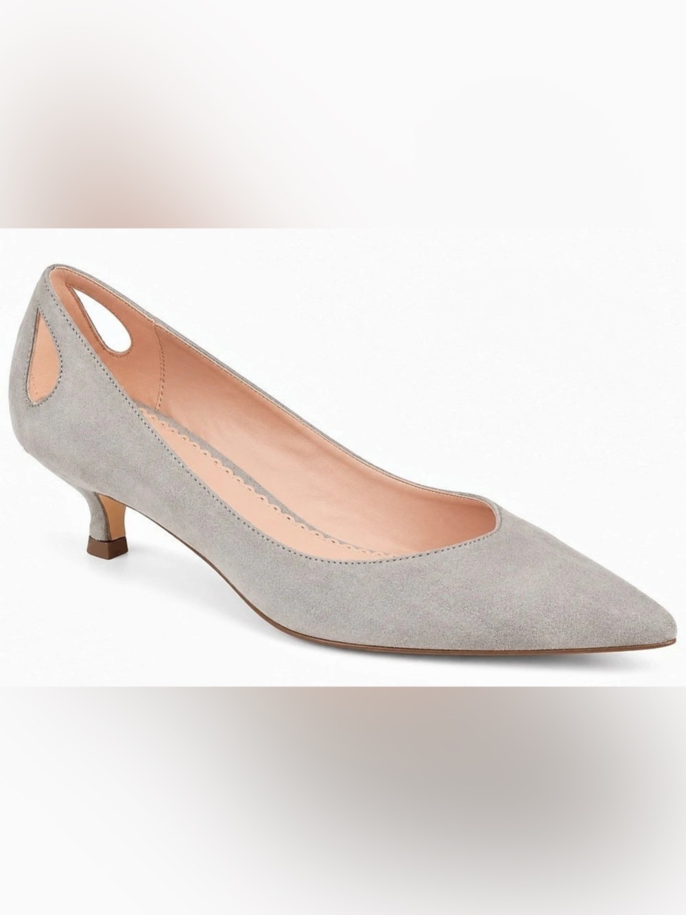 Journee Collection Gray Pointed Toe Kitten Heel Pumps 6